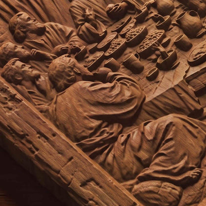 The Last Supper Wooden Carved Handmade Christian Icon  Byzantine Greek Orthodox Home Decor Cretan Holy Carvings
