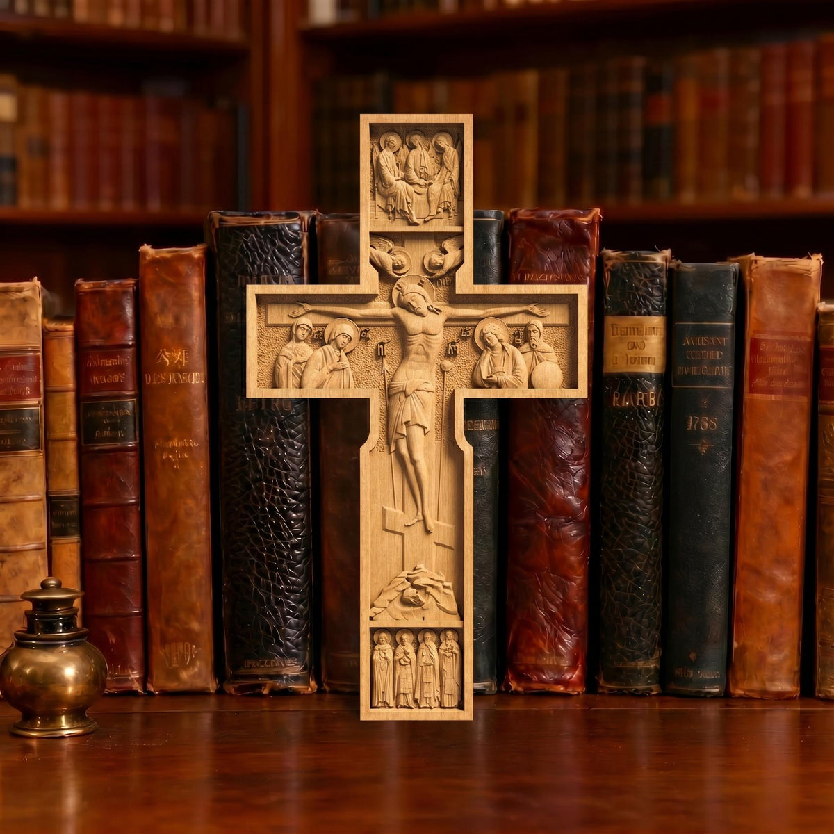 Hand Carved Cross No 10 | Wood Byzantine Greek Christian Wall Art