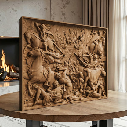 The Four Riders of the Apocalypse Handmade Wooden Carving. Home Gift Wall Art Mythological Decor.