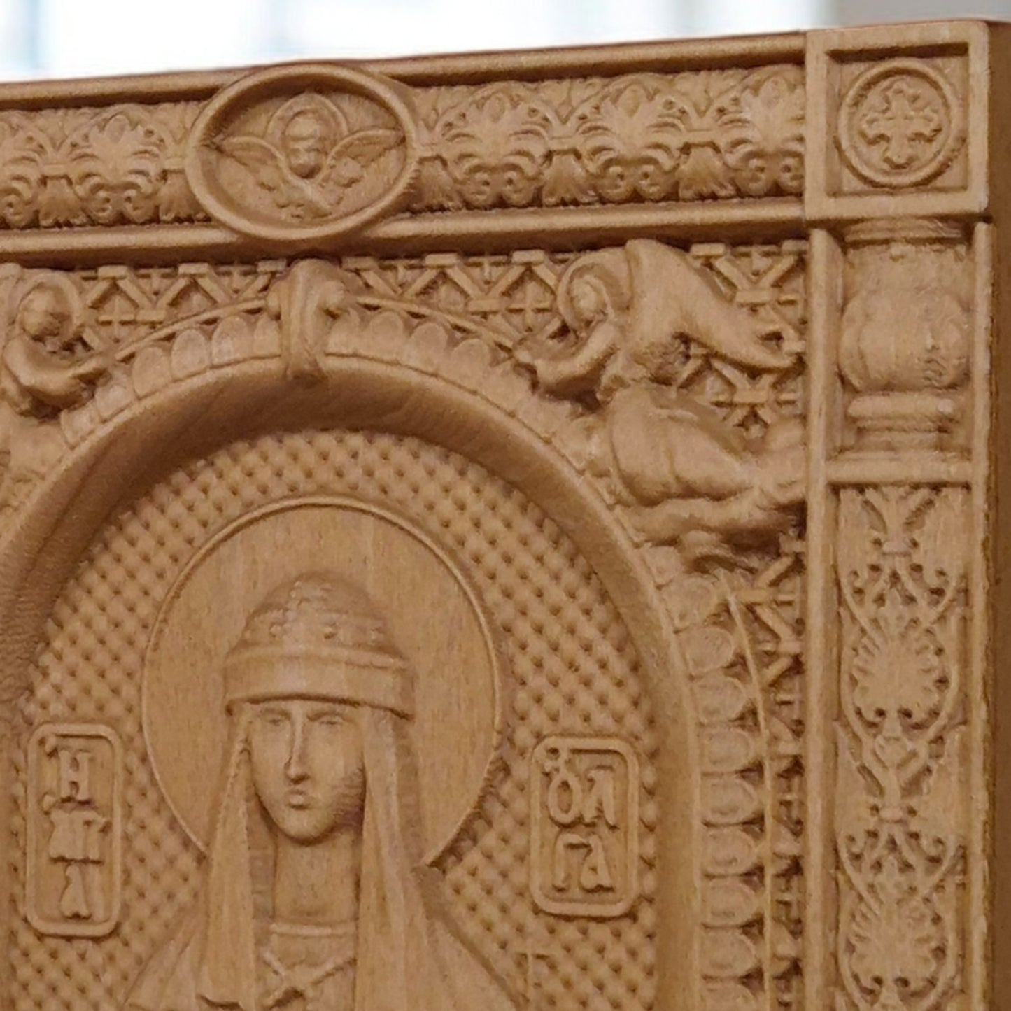 Saint Olga Wooden Carved Handcrafted Christian Religious Icon. Byzantine Home Wall Art Decor Gift. Orthodox Greek Woodcarving Sculpture.
