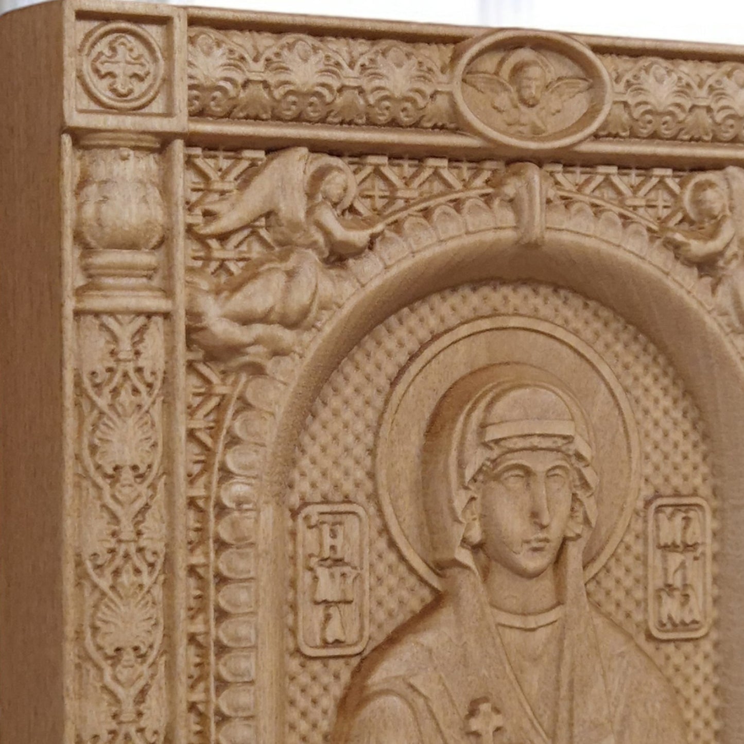 Saint Marina Wooden Carved Handcrafted Christian Religious Icon. Byzantine Home Wall Art Decor Gift. Orthodox Greek Woodcarving Sculpture.