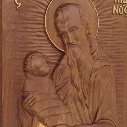 Saint Stylianos Wooden Carved Handcrafted Christian Religious Icon. Byzantine Home Wall Art Decor Gift. Orthodox Greek Woodcarving Sculpture.