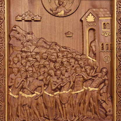 Forty Martyrs of Sebaste Wooden Carved Handcrafted Christian Religious Icon. Byzantine Home Wall Art Decor Gift. Orthodox Greek Woodcarving Sculpture.