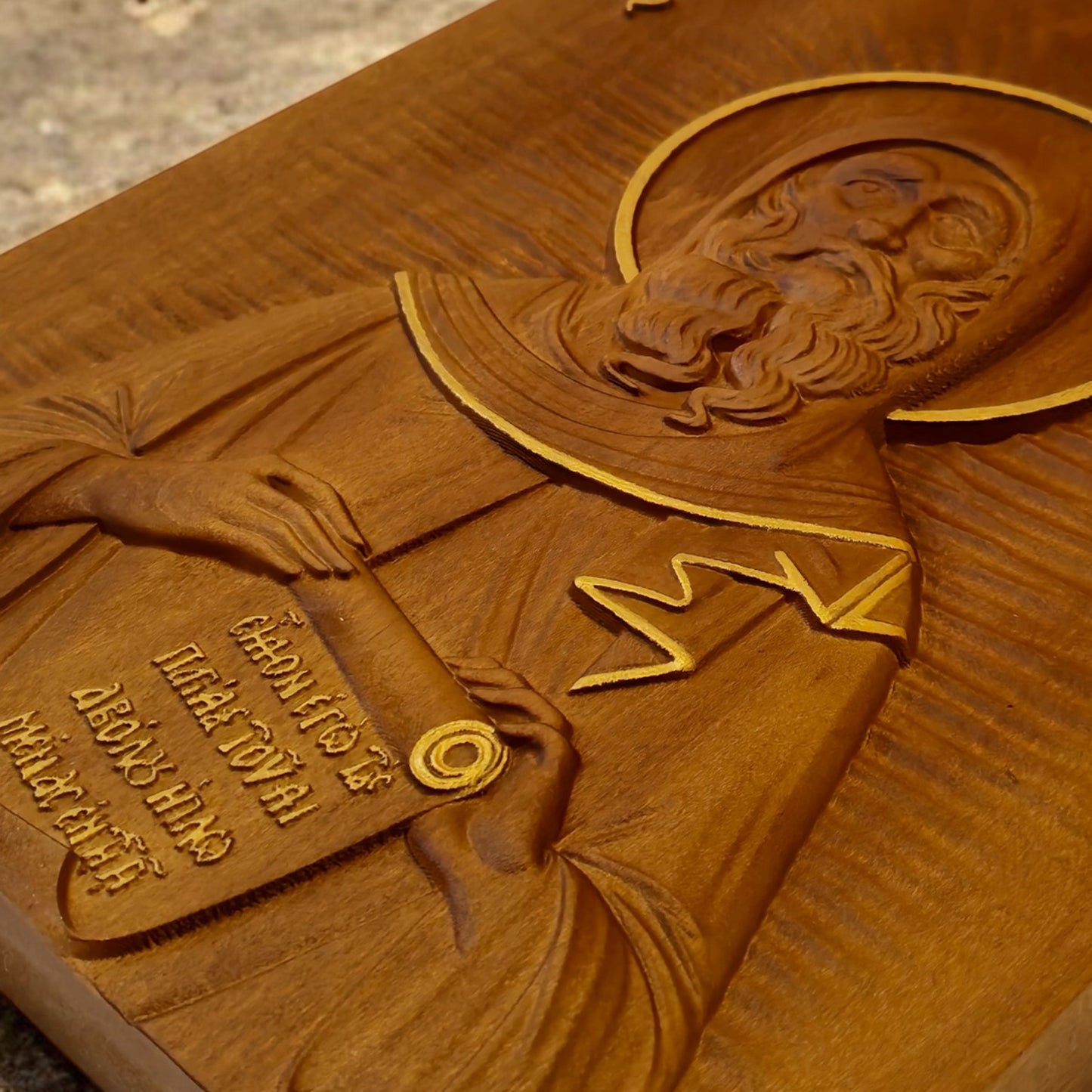 Saint Anthony the Great Wooden Carved Handcrafted Christian Religious Icon. Byzantine Home Wall Art Decor Gift. Orthodox Greek Woodcarving Sculpture.