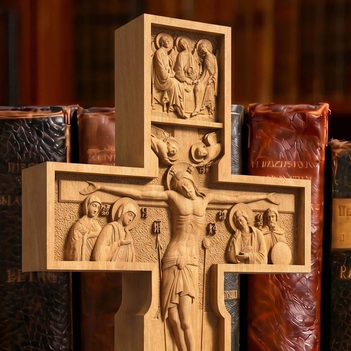 Hand Carved Cross No 10 | Wood Byzantine Greek Christian Wall Art