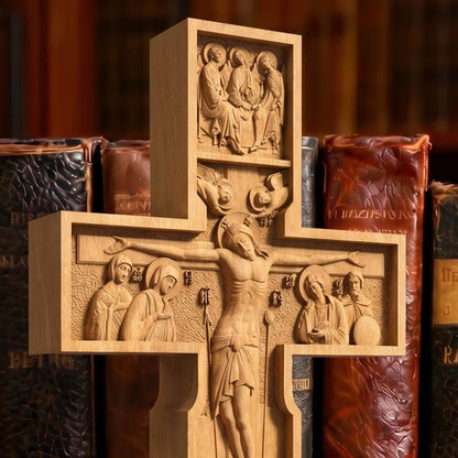 Hand Carved Cross No 10 | Wood Byzantine Greek Christian Wall Art