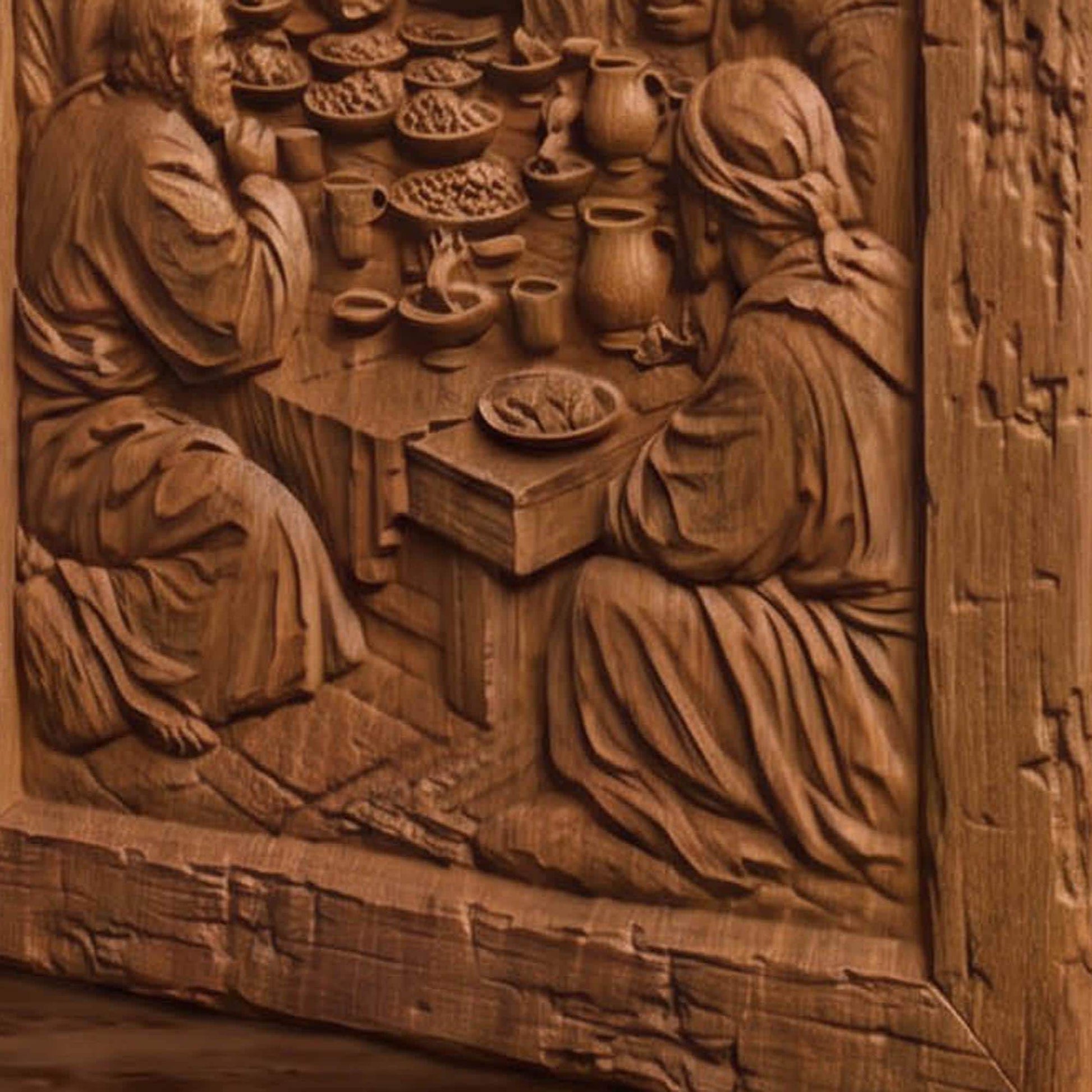 The Last Supper Wooden Carved Handmade Christian Icon  Byzantine Greek Orthodox Home Decor Cretan Holy Carvings