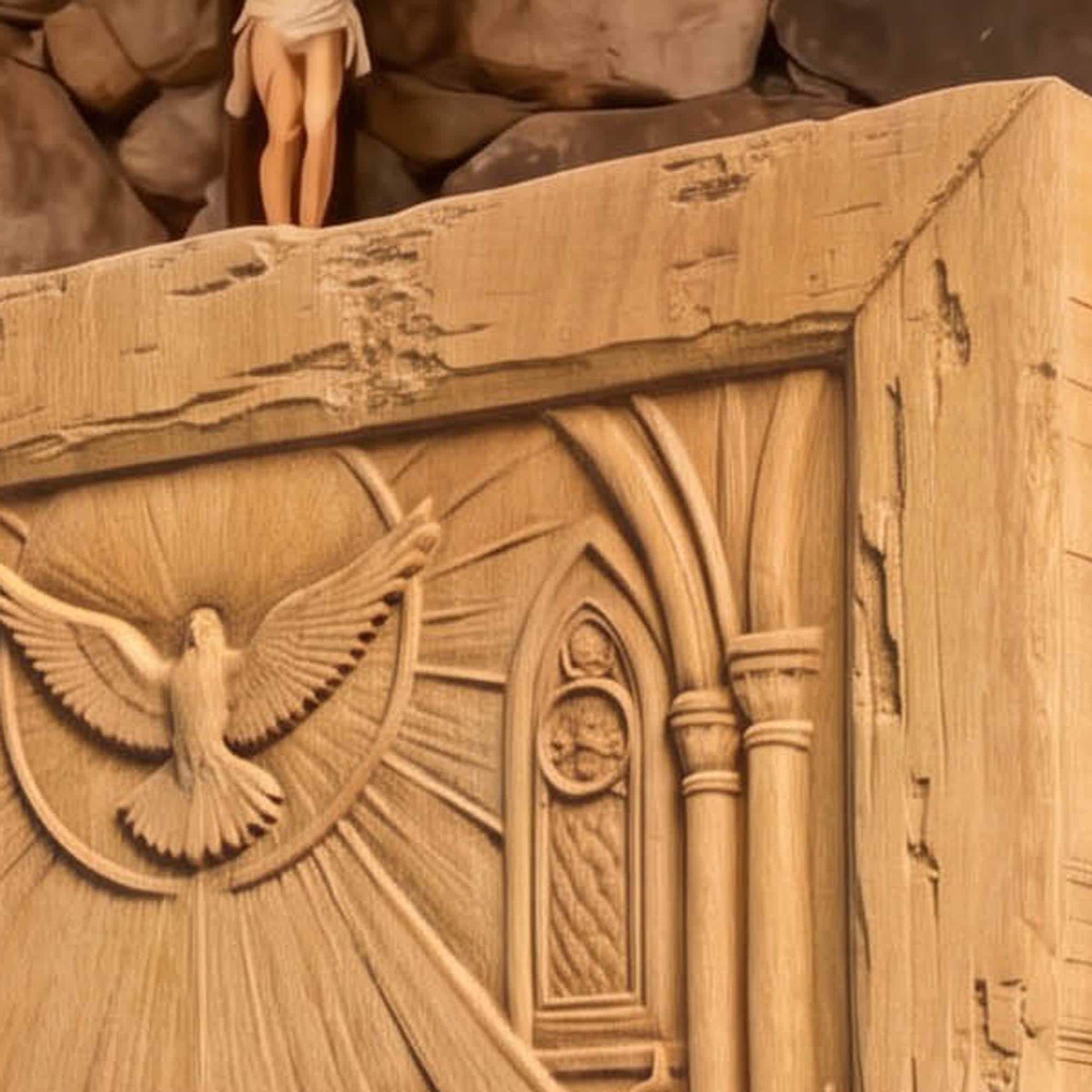 Pentecoste the Holy Spirit as Tongues of Fire Wooden Carved Handmade Christian Icon  Byzantine Greek Orthodox Home Decor Cretan Holy Carvings