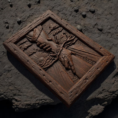 Hand of Help Wooden Carved Handmade Christian Icon  Byzantine Greek Orthodox Home Decor Cretan Holy Carvings