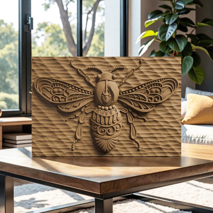 Bee Tribal Handmade Wooden Carving. Other Home Gift Wall Art Decor.
