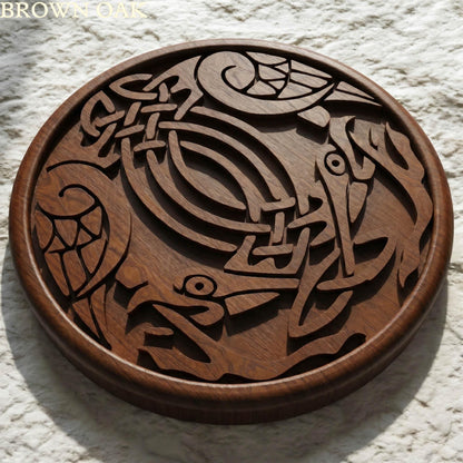 Birds Tribal in Plate Framed Bas Relief | Wooden Birds Carving | Sculptural Gift Idea