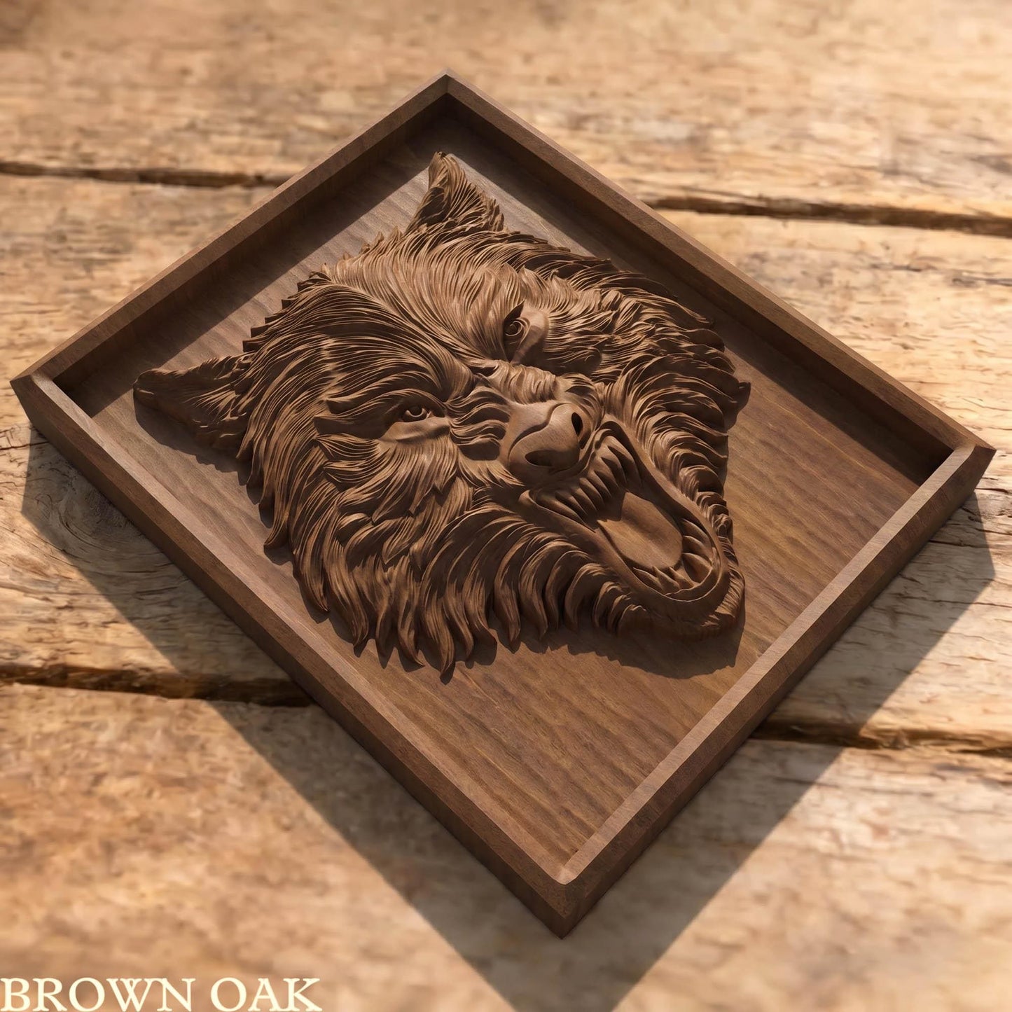 Wolf Beast Bas Relief | Wooden Wolf Carving | Sculptural Gift Idea