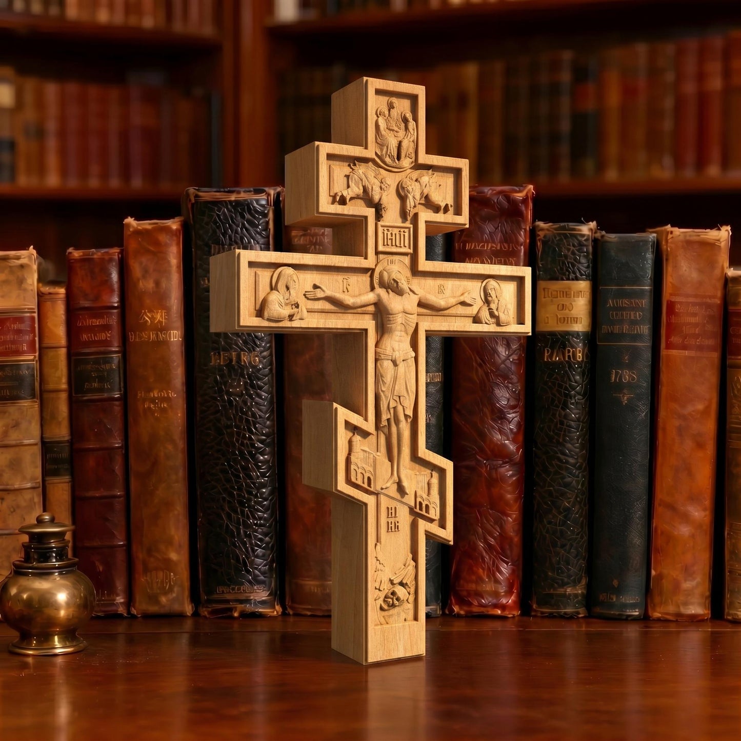 Hand Carved Cross No 1 | Wood Byzantine Greek Christian Wall Art