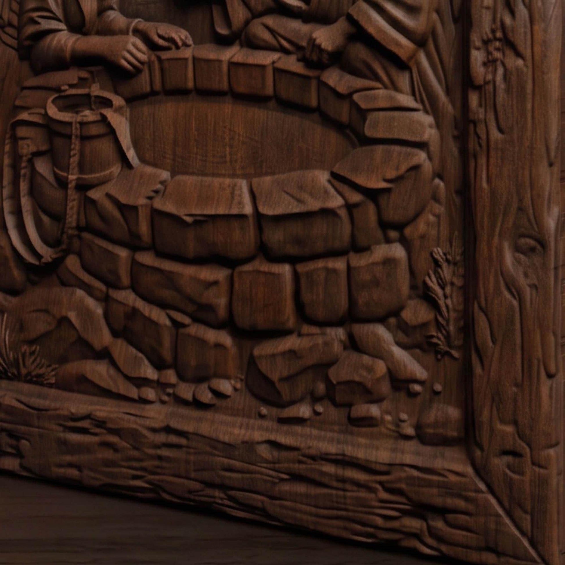 Jesus Talks With a Samaritan Woman at the Well Wooden Carved Handmade Christian Icon  Byzantine Greek Orthodox Home Decor Cretan Holy Carvings