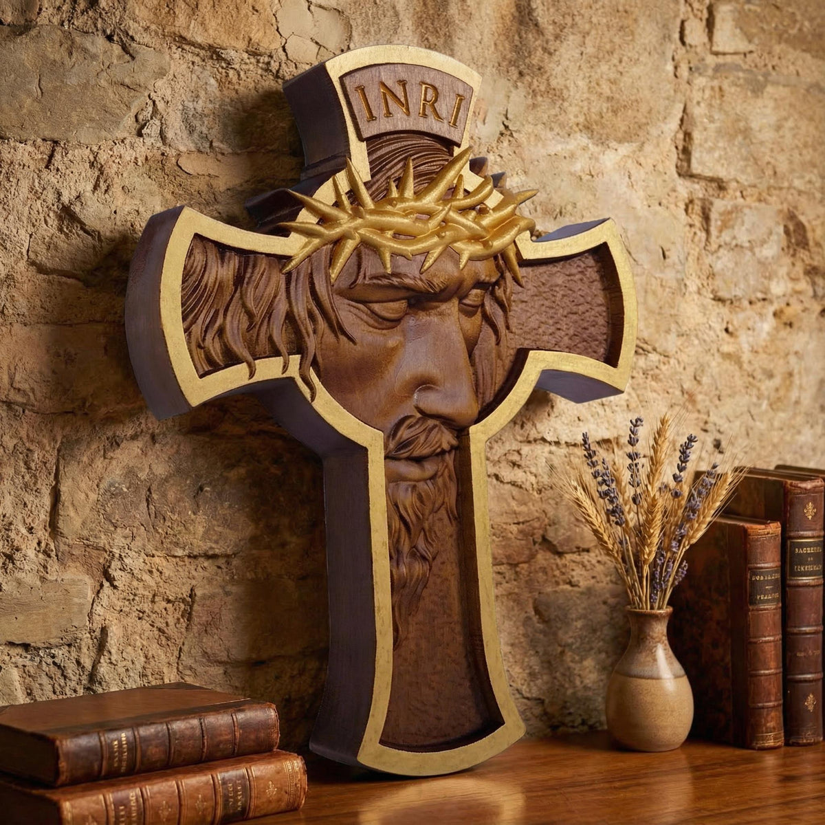 Hand Carved Cross No 8 | Wood Byzantine Greek Christian Wall Art