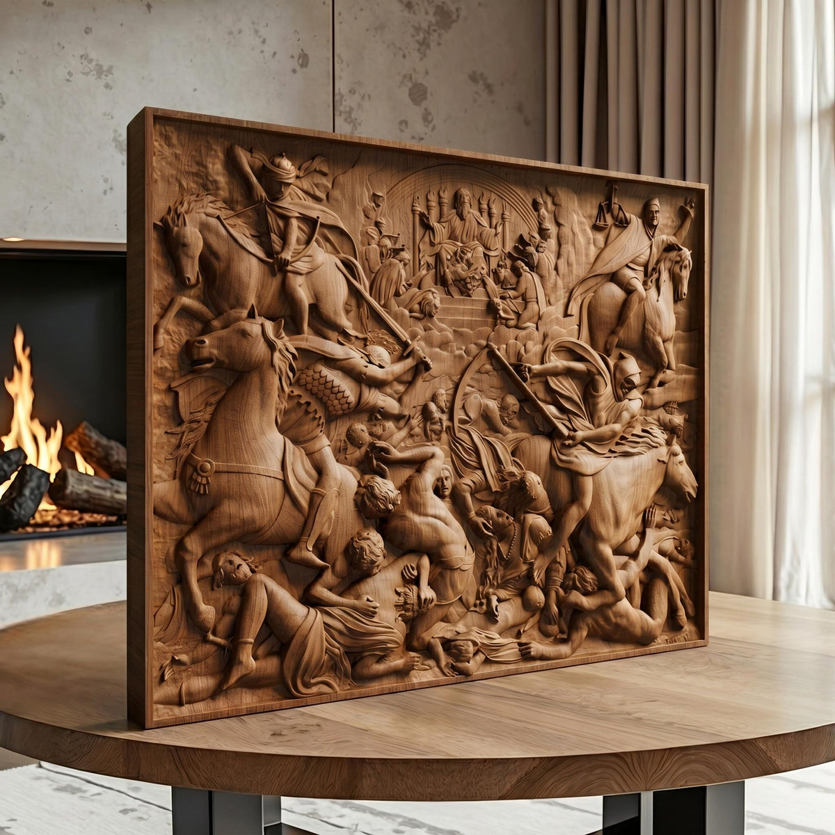 The Four Riders of the Apocalypse Wooden Bas Relief | Wood Panel Art | Sculptural Gift Idea