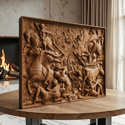 The Four Riders of the Apocalypse Wooden Bas Relief | Wood Panel Art | Sculptural Gift Idea