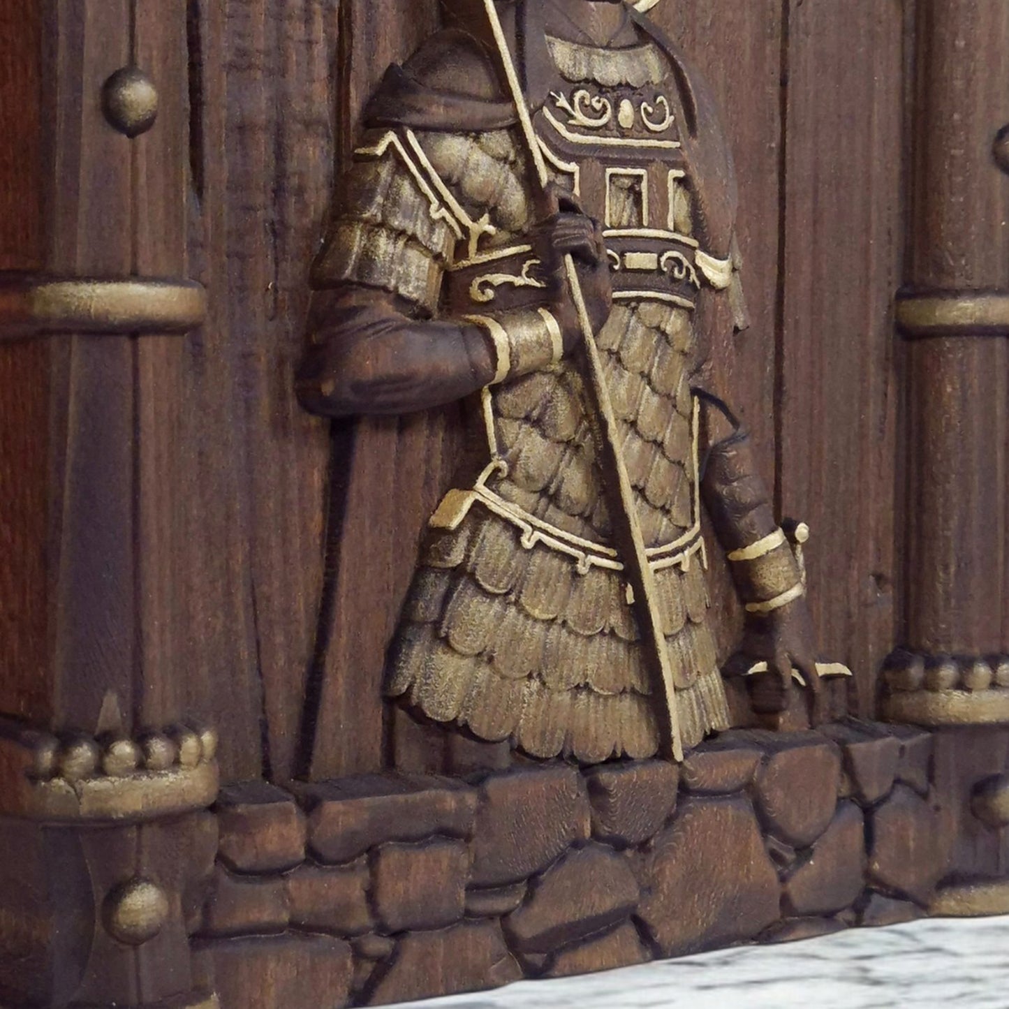 Saint Nikitas Wooden Carved Handcrafted Christian Religious Icon. Byzantine Home Wall Art Decor Gift. Orthodox Greek Woodcarving Sculpture.