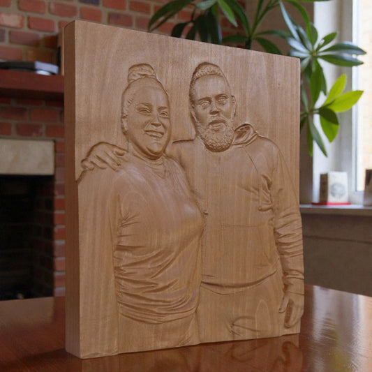 Custom Wooden Carving from Photo. Personalized Handcrafted Portrait from Picture.