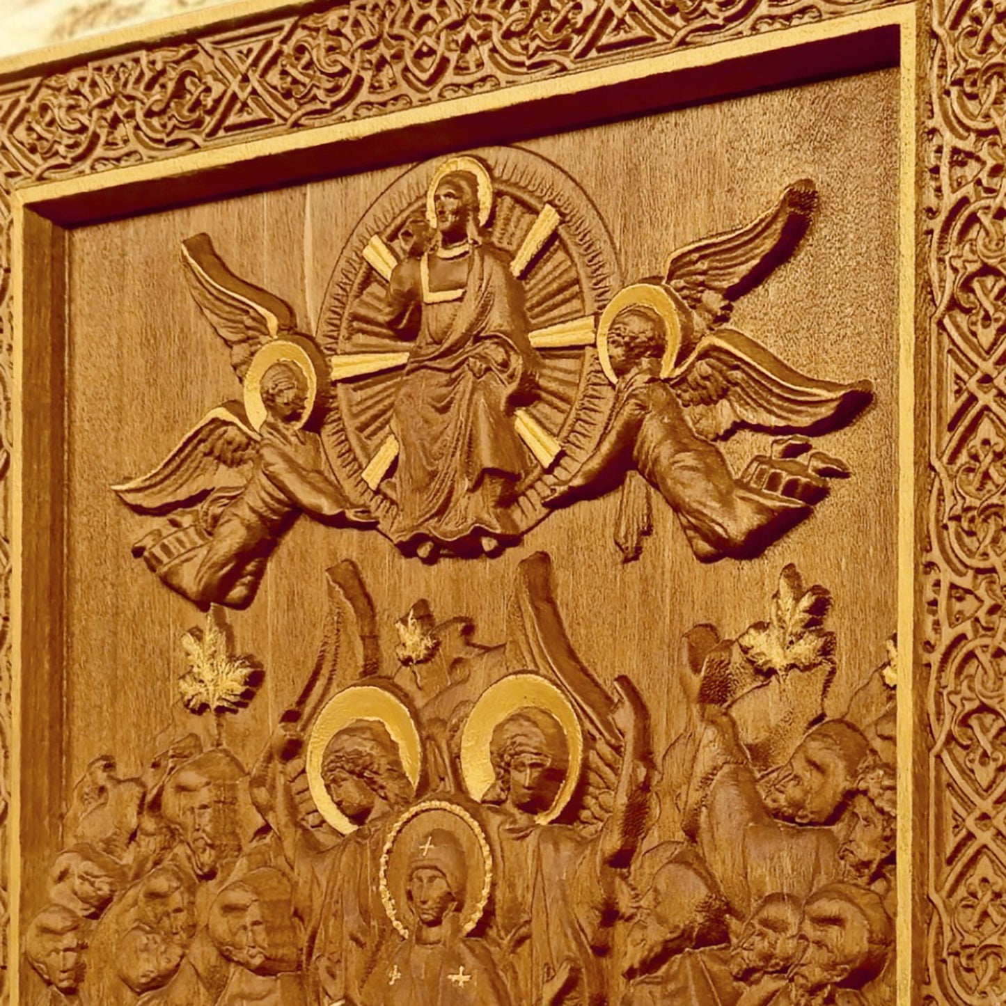 Ascension of Jesus Wooden Carved Handcrafted Christian Religious Icon. Byzantine Home Wall Art Decor Gift. Orthodox Greek Woodcarving Sculpture.