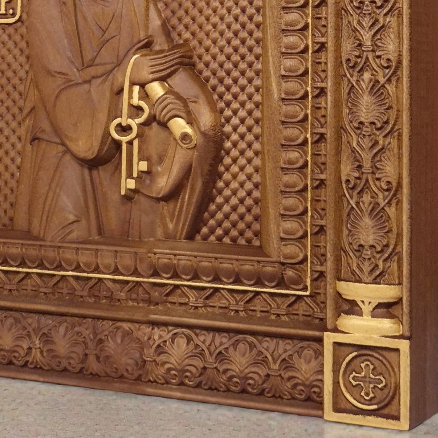 Saint Peter the Apostle Wooden Carved Handcrafted Christian Religious Icon. Byzantine Home Wall Art Decor Gift. Orthodox Greek Woodcarving Sculpture.