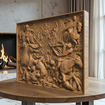 The Four Riders of the Apocalypse Handmade Wooden Carving. Home Gift Wall Art Mythological Decor.
