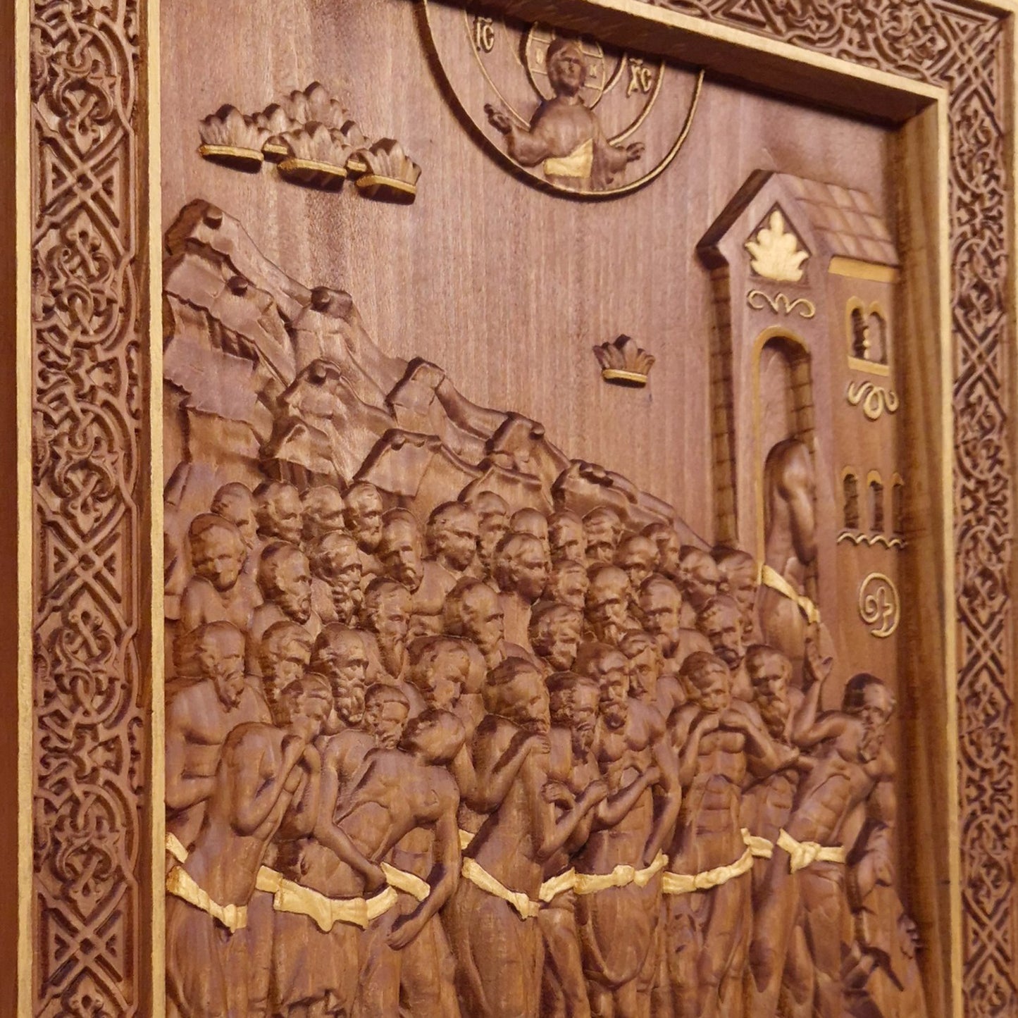 Forty Martyrs of Sebaste Wooden Carved Handcrafted Christian Religious Icon. Byzantine Home Wall Art Decor Gift. Orthodox Greek Woodcarving Sculpture.