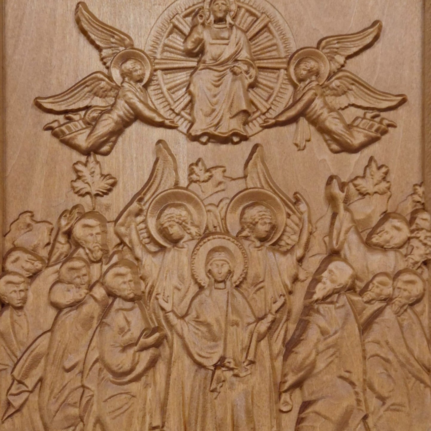 Ascension of Jesus Wooden Carved Handcrafted Christian Religious Icon. Byzantine Home Wall Art Decor Gift. Orthodox Greek Woodcarving Sculpture.
