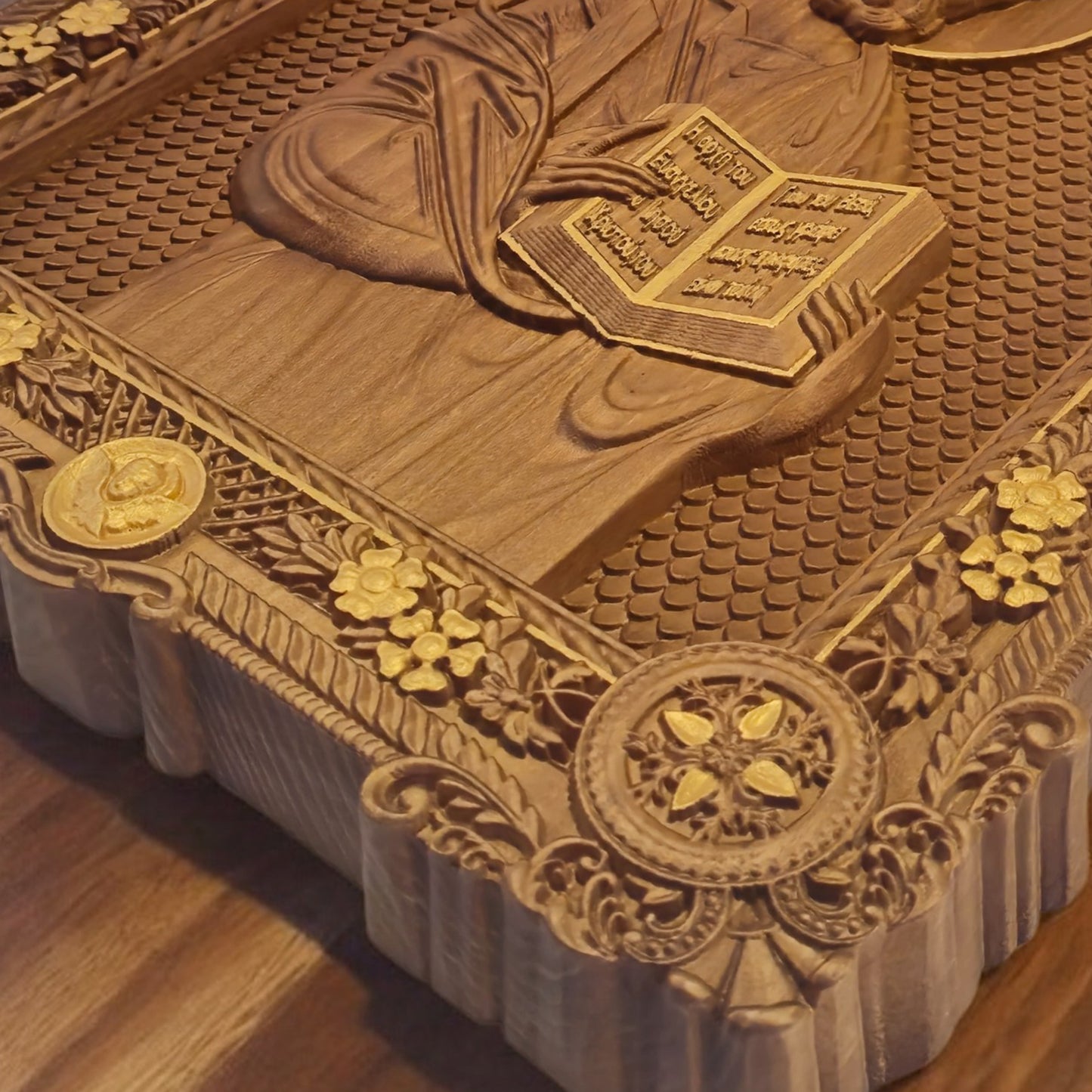 Mark the Evangelist Wooden Carved Handcrafted Christian Religious Icon. Byzantine Home Wall Art Decor Gift. Orthodox Greek Woodcarving Sculpture.