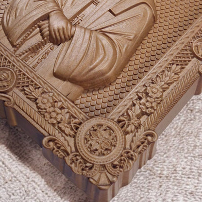 Saint Paisios of Mount Athos Wooden Carved Handcrafted Christian Religious Icon. Byzantine Home Wall Art Decor Gift. Orthodox Greek Woodcarving Sculpture.