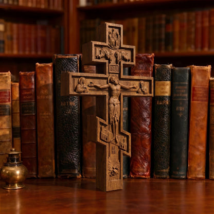 Hand Carved Cross No 1 | Wood Byzantine Greek Christian Wall Art