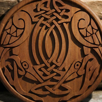 Birds Tribal in Plate Framed Bas Relief | Wooden Birds Carving | Sculptural Gift Idea