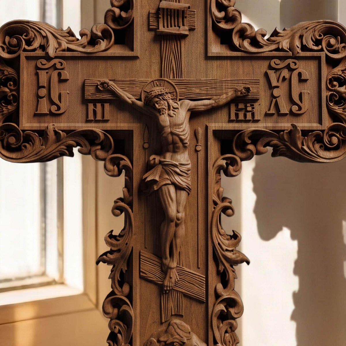 Hand Carved Cross No 11 | Wood Byzantine Greek Christian Wall Art Cretan Holy Carvings