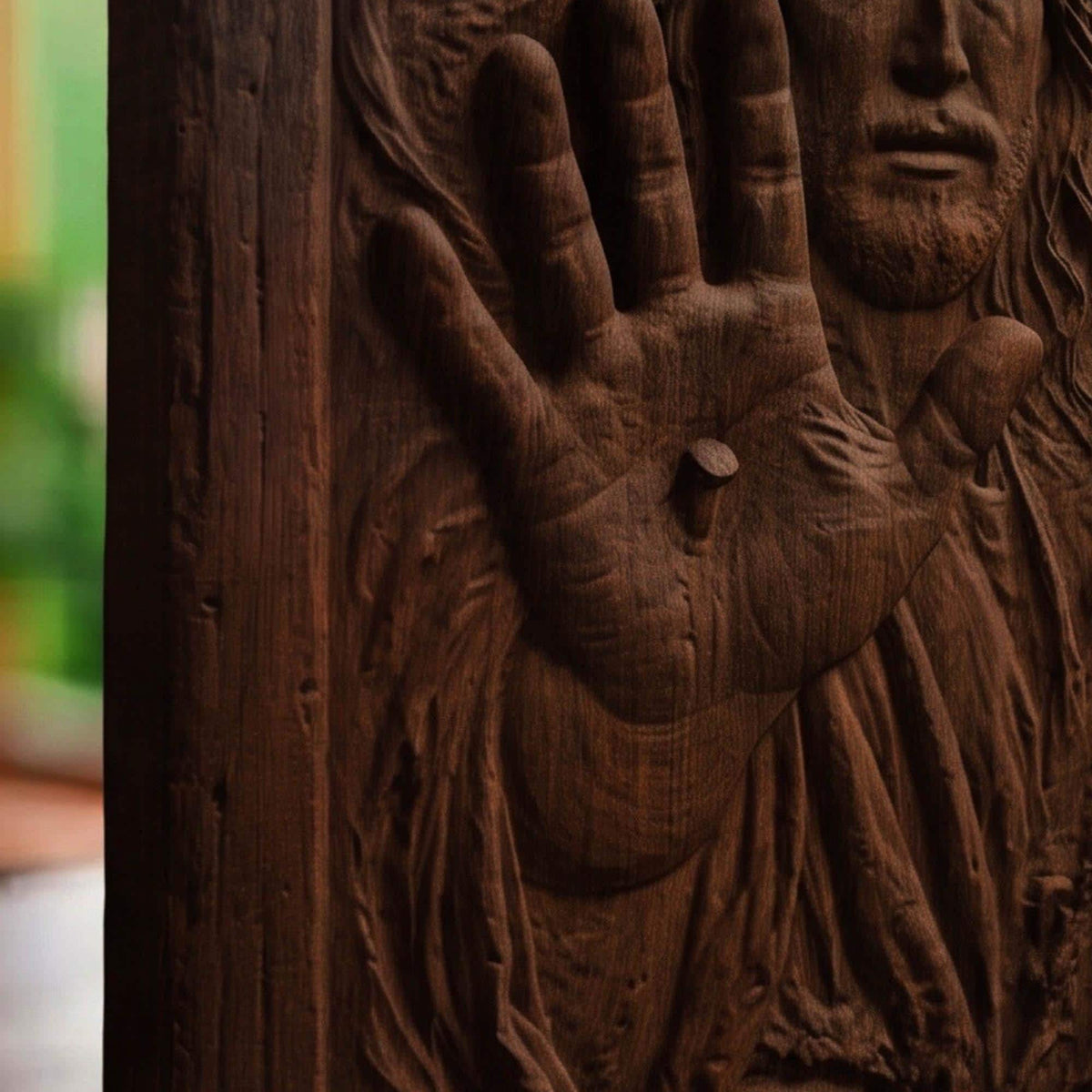 Jesus Christ Wound Wooden Carved Handmade Christian Icon  Byzantine Greek Orthodox Home Art Decor Cretan Holy Carvings