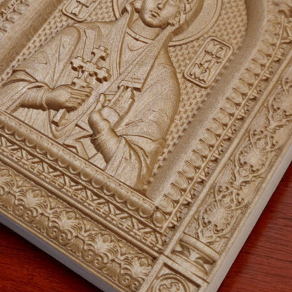 Saint Marina Wooden Carved Handcrafted Christian Religious Icon. Byzantine Home Wall Art Decor Gift. Orthodox Greek Woodcarving Sculpture.