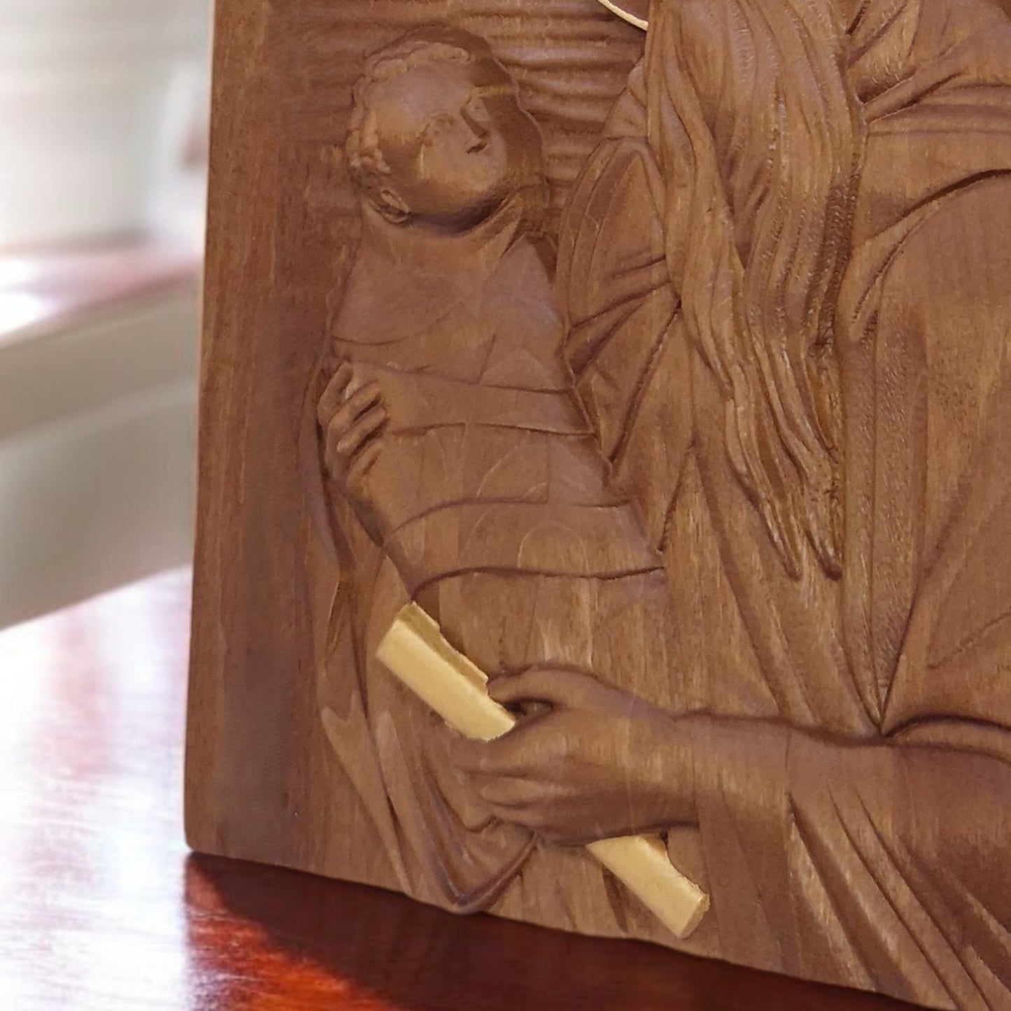 Saint Stylianos Wooden Carved Handcrafted Christian Religious Icon. Byzantine Home Wall Art Decor Gift. Orthodox Greek Woodcarving Sculpture.