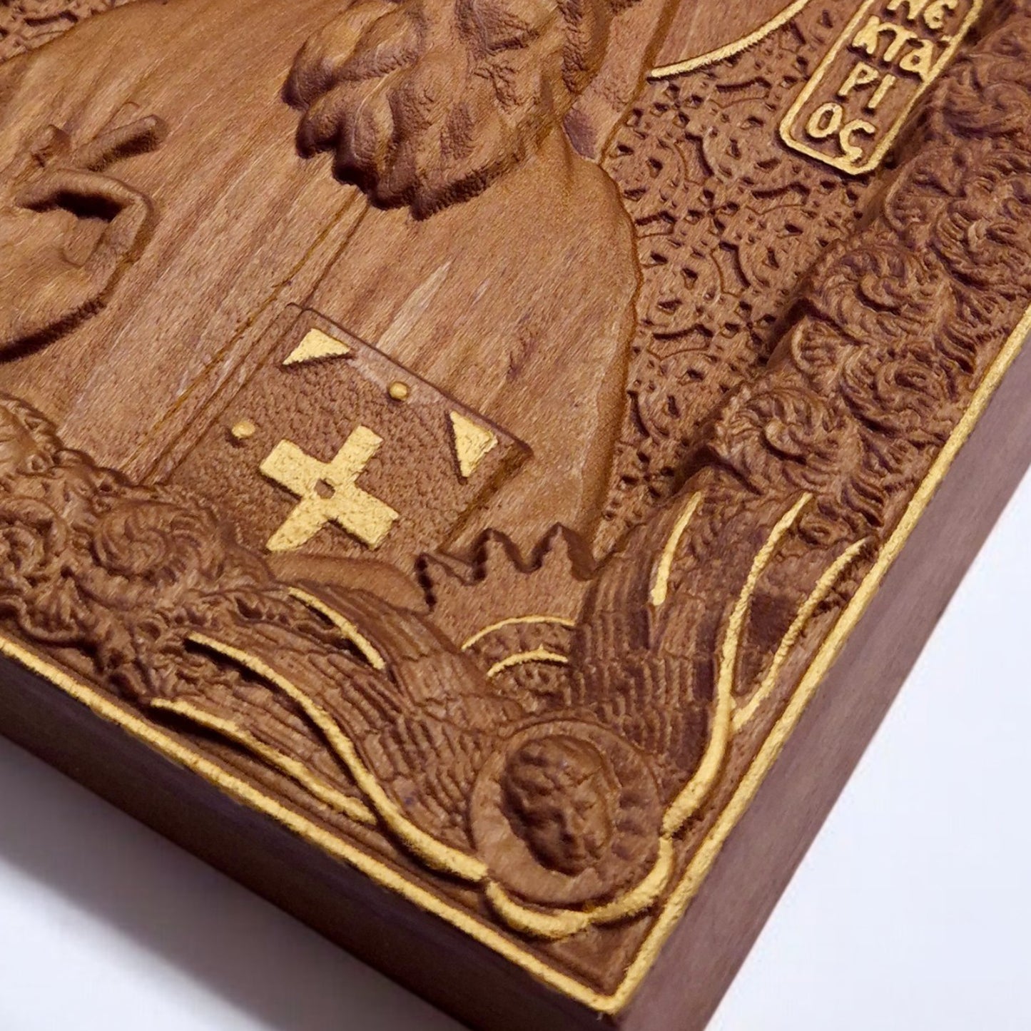 Saint Nectarios of Aegina Wooden Carved Handcrafted Christian Religious Icon. Byzantine Home Wall Art Decor Gift. Orthodox Greek Woodcarving Sculpture.