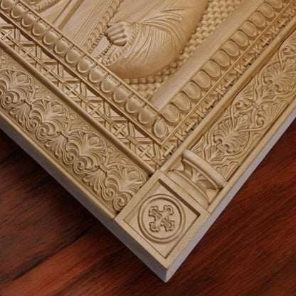 Saint Kosmas the Aetolian Wooden Carved Handcrafted Christian Religious Icon. Byzantine Home Wall Art Decor Gift. Orthodox Greek Woodcarving Sculpture.