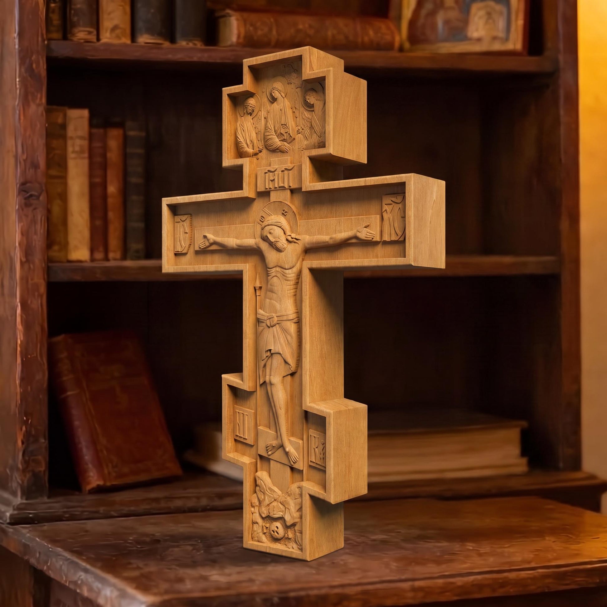 Hand Carved Cross No 9 | Wood Byzantine Greek Christian Wall Art Cretan Holy Carvings