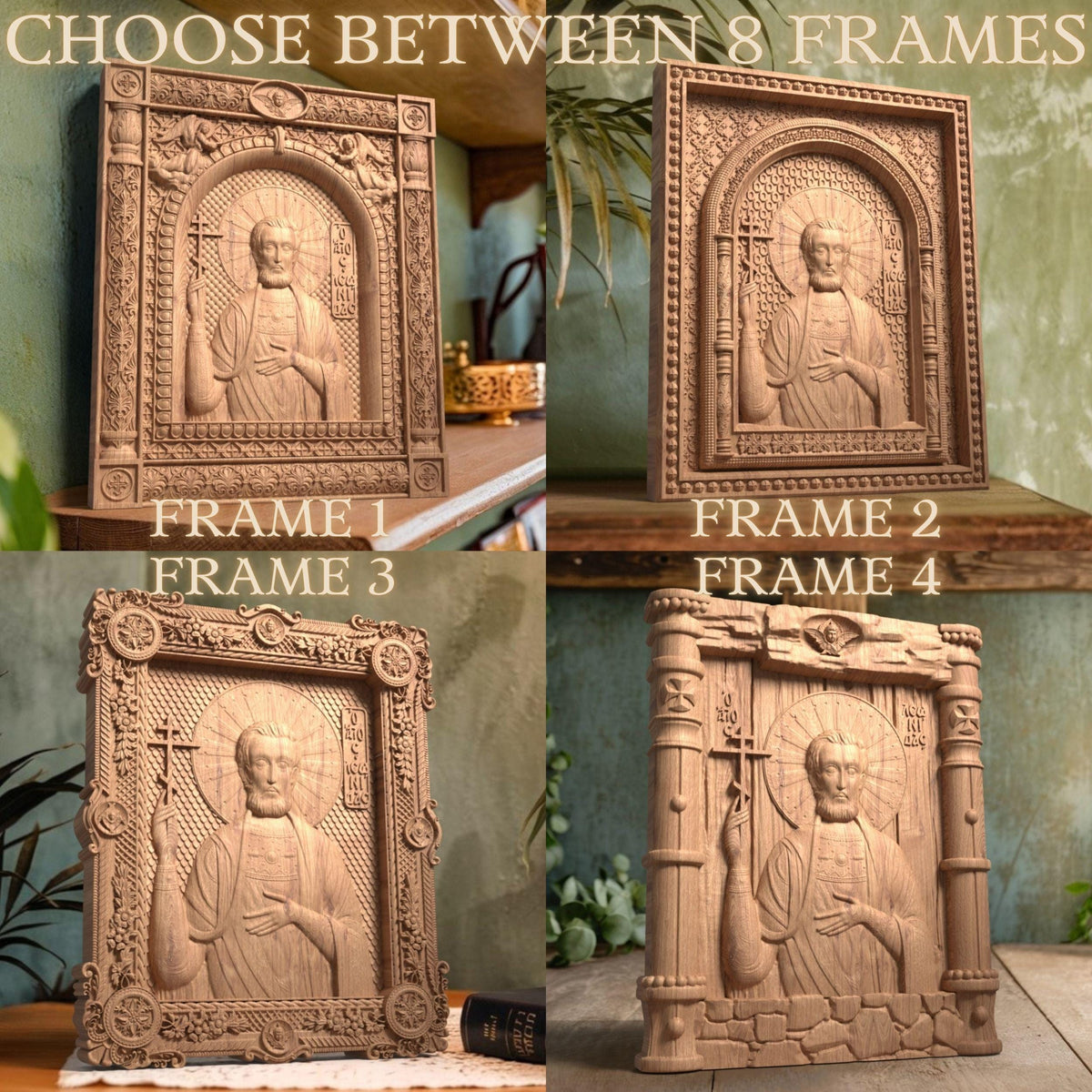 Saint Leonidas Wooden Carved Handmade Christian Icon. Byzantine Greek Orthodox Home Art Decor.