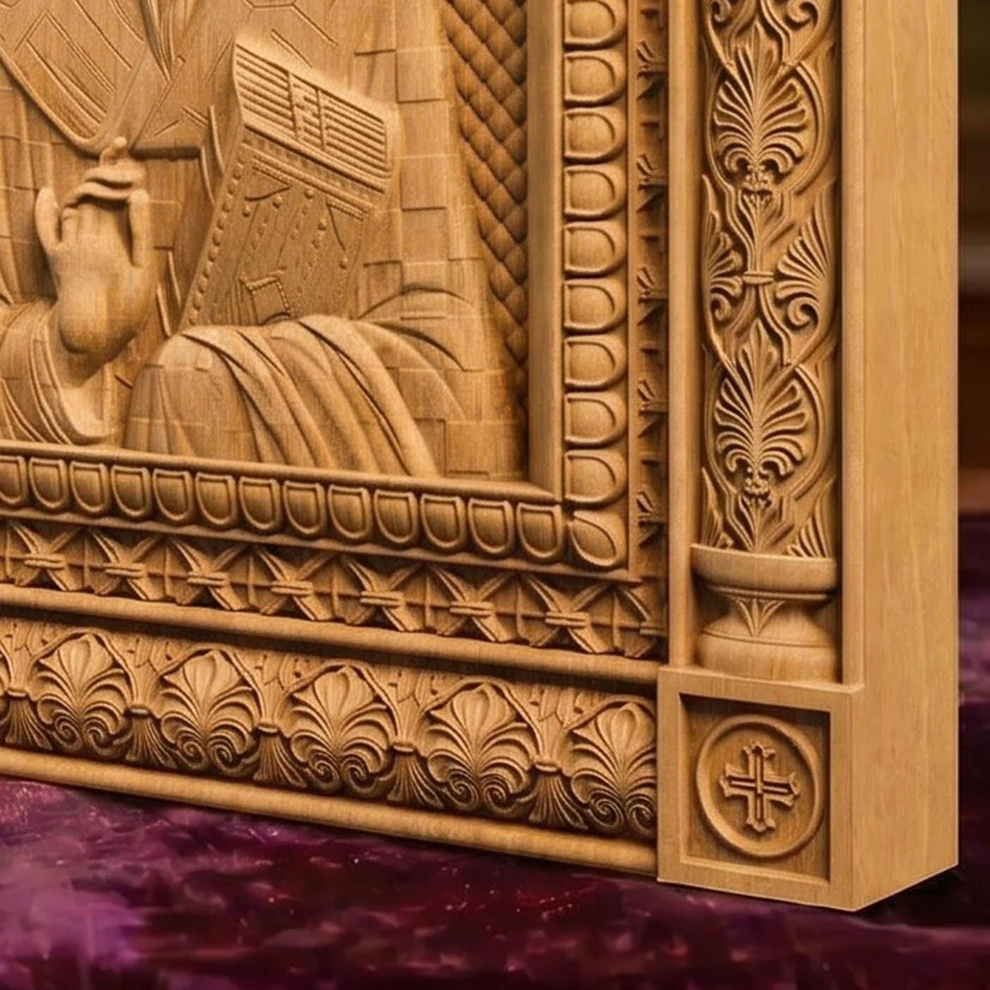 Saint Gregory of Nyssa Wooden Carved Handmade Christian Icon | Byzantine Greek Orthodox Home Art Decor