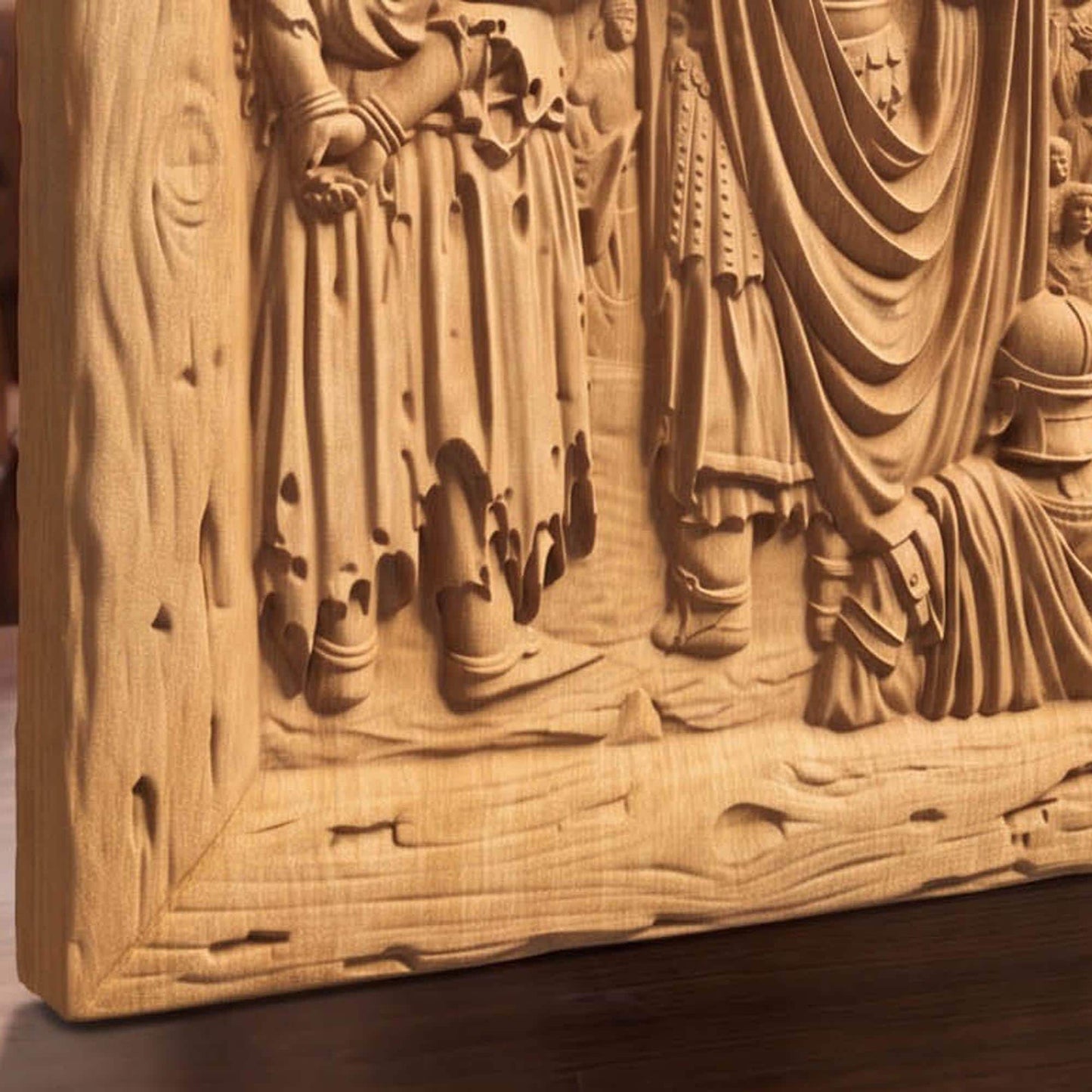 Jesus Christ in Front of the Condemning Crowd Wooden Carved Handmade Christian Icon  Byzantine Greek Orthodox Home Decor Cretan Holy Carvings