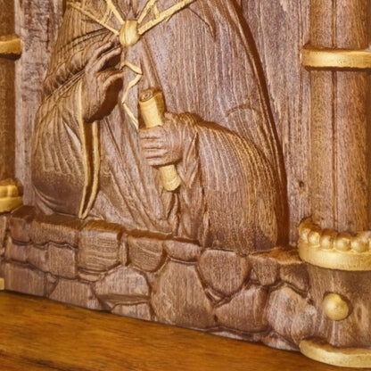 Prophet Elijah Wooden Carved Handcrafted Christian Religious Icon. Byzantine Home Wall Art Decor Gift. Orthodox Greek Woodcarving Sculpture.