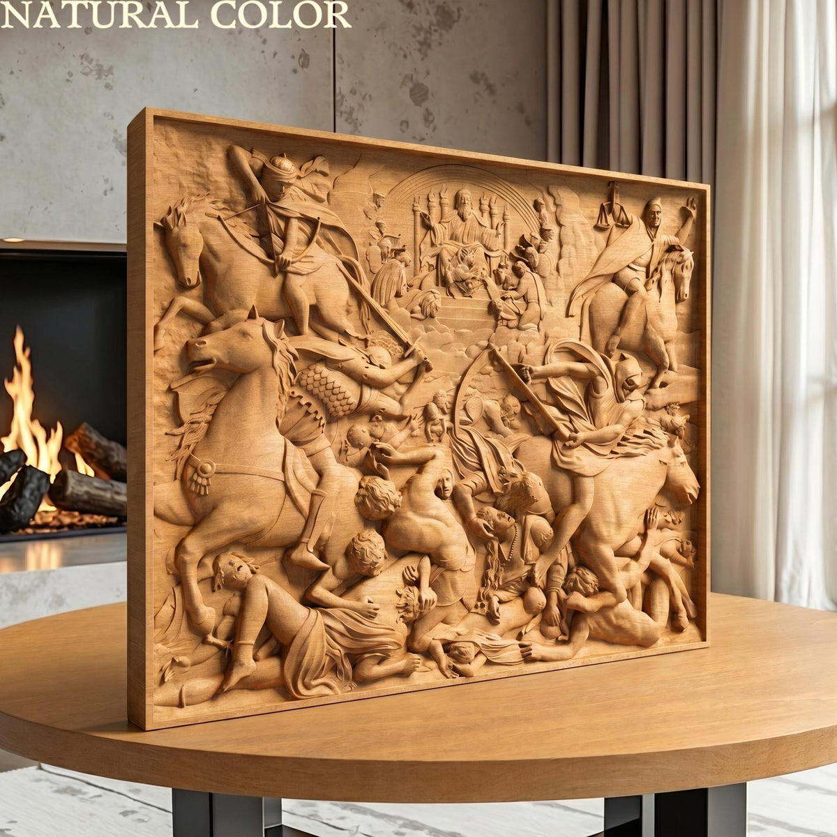 The Four Riders of the Apocalypse Wooden Bas Relief | Wood Panel Art | Sculptural Gift Idea