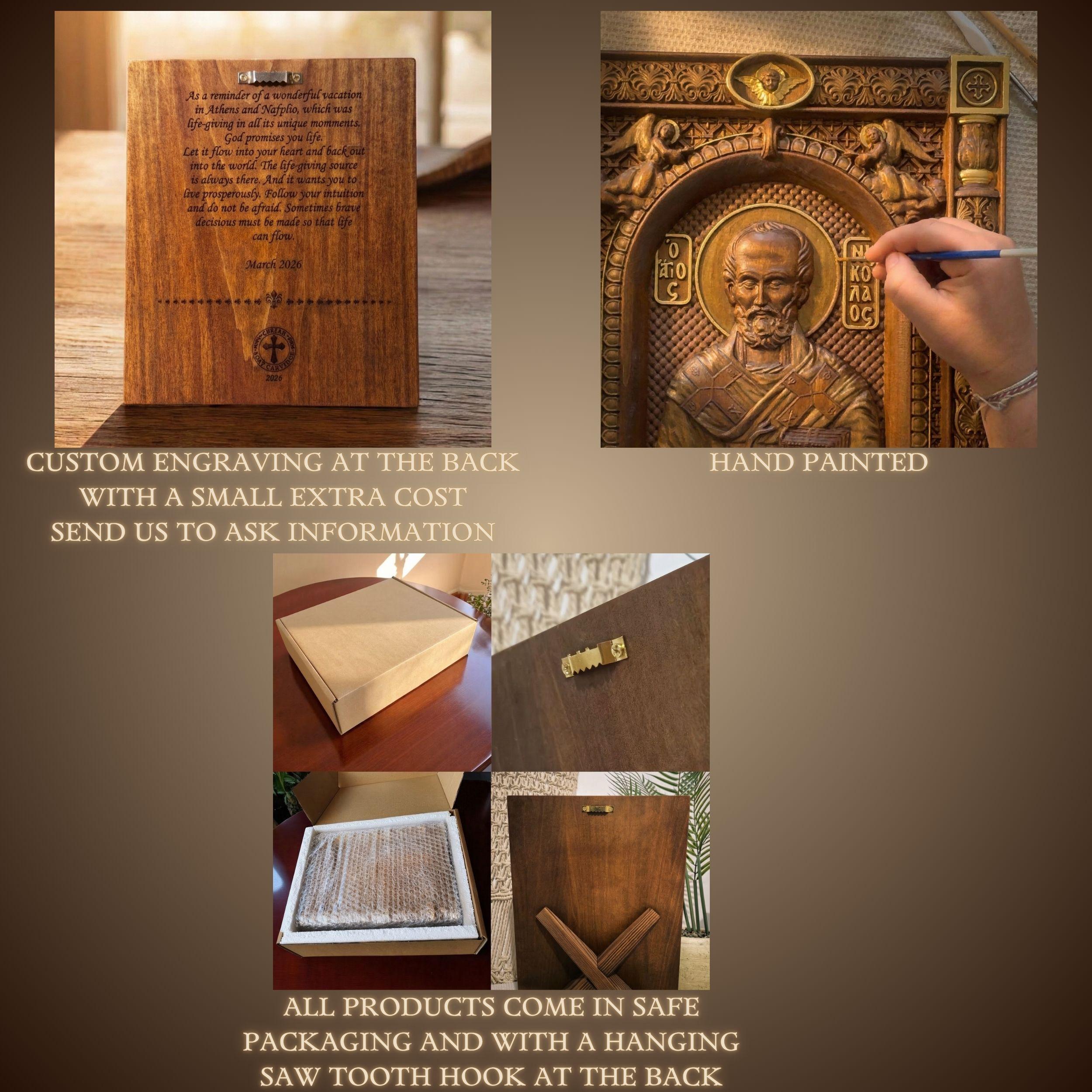 Hand Carved Cross No 13 | Wood Byzantine Greek Christian Wall Art