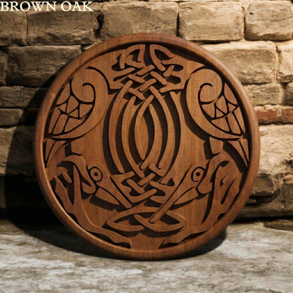 Birds Tribal in Plate Framed Bas Relief | Wooden Birds Carving | Sculptural Gift Idea