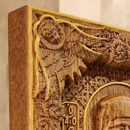 Saint Iakovos Tsalikis Wooden Carved Handcrafted Christian Religious Icon. Byzantine Home Wall Art Decor Gift. Orthodox Greek Woodcarving Sculpture.