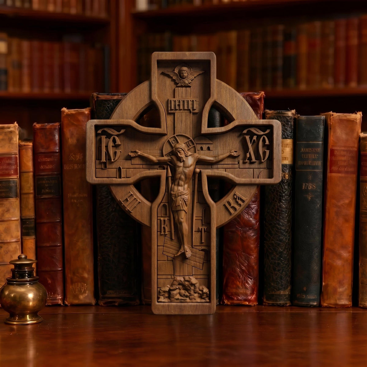 Hand Carved Cross No 16 | Wood Byzantine Greek Christian Wall Art
