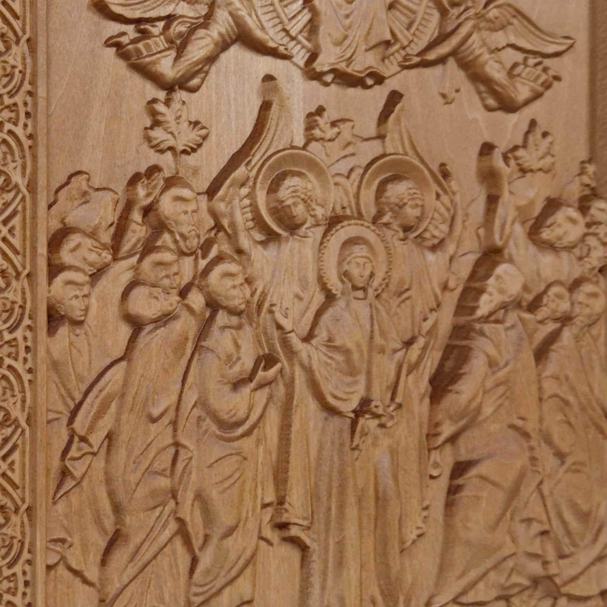 Ascension of Jesus Wooden Carved Handmade Christian Icon. Byzantine Greek Orthodox Home Art Decor.