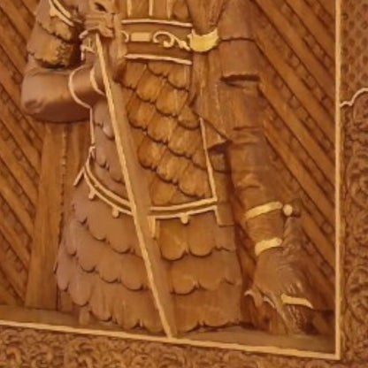 Saint Nikitas Wooden Carved Handcrafted Christian Religious Icon. Byzantine Home Wall Art Decor Gift. Orthodox Greek Woodcarving Sculpture.